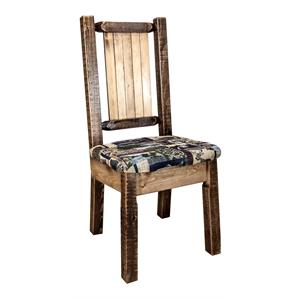 Pemberly Row Wood Side Chair with Engraved Elk Design in Brown