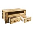 Pemberly Row Transitional 2 Drawers Wood Coffee Table in Brown