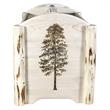 Pemberly Row Wood Magazine Rack with Engraved Pine Design in Natural