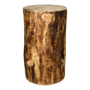 Pemberly Row Transitional Wood Cowboy Stump in Brown Lacquered
