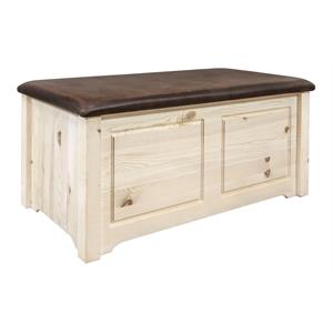 Pemberly Row Transitional 40&quot Small Wood Blanket Chest in Natural