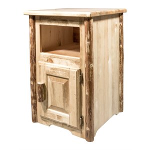 Pemberly Row Transitional Right Hinged Wood End Table with Door in Brown