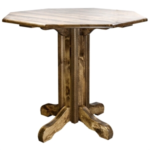 Pemberly Row Handcrafted Transitional Wood Pub Table in Natural