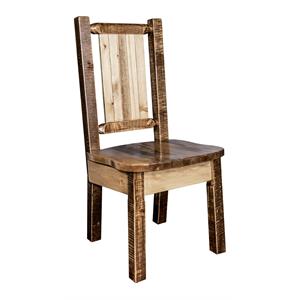 Pemberly Row Solid Wood Side Chair with Laser Engraved in Brown