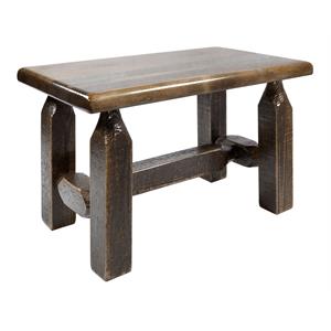 Pemberly Row Contemporary Transitional Wood Ottoman in Brown