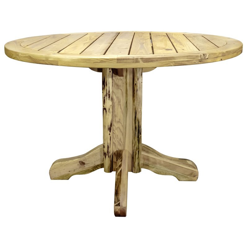 Pemberly Row Handcrafted Transitional Wood Patio Table in Gold