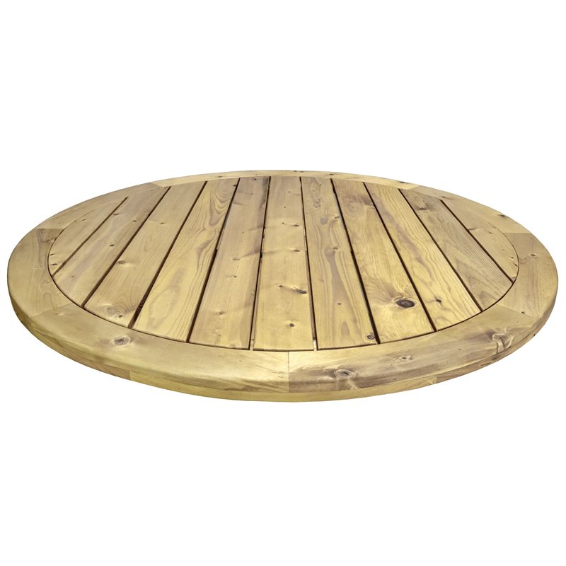 Pemberly Row Handcrafted Transitional Wood Patio Table in Gold