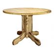 Pemberly Row Handcrafted Transitional Wood Patio Table in Gold