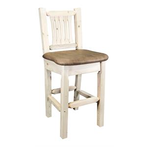 Pemberly Row 24&quot Counter Height Pine Wood Barstool in Natural