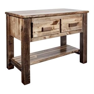 Pemberly Row Transitional Wood Console Table with 2 Drawers in Brown