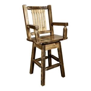 Pemberly Row 30&quot Swivel Captain's Barstool with Back in Brown