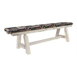 Pemberly Row Transitional 6ft Solid Wood Plank Style Bench in Natural