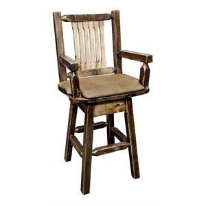 Pemberly Row Transitional 30&quot Captain's Barstool with Back in Brown