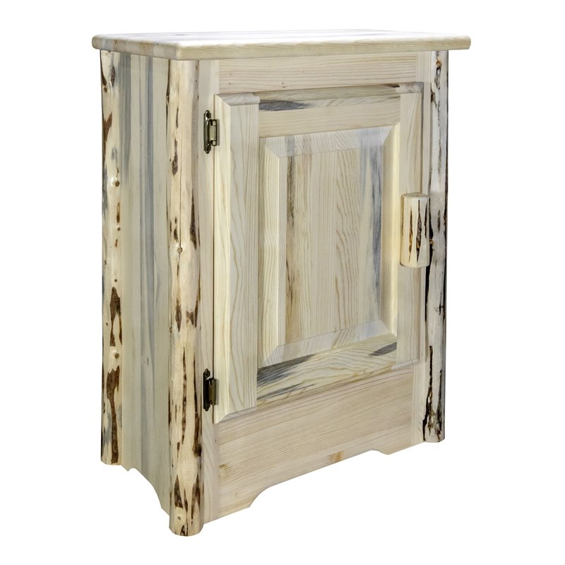Pemberly Row Left Hinged Transitional Wood Accent Cabinet in Natural
