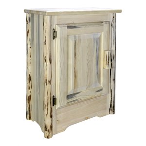 Pemberly Row Left Hinged Transitional Wood Accent Cabinet in Natural