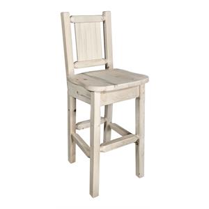 Pemberly Row Transitional 24&quot Wood Barstool with Elk Design in Natural