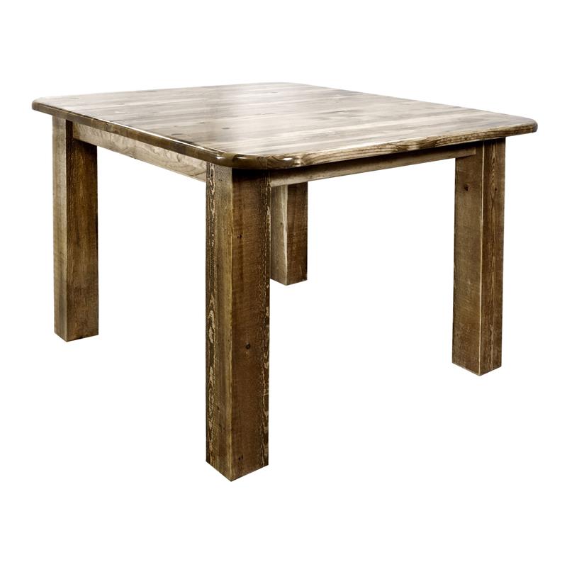 Pemberly Row Transitional Square 4 Post Wood Dining Table in Brown