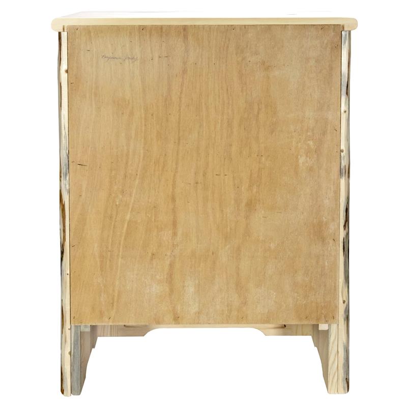 Pemberly Row Wood Accent Cabinet with Laser Engraved Bear Design in Natural