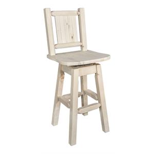 Pemberly Row 24&quot Solid Wood Barstool with Moose Design in Natural