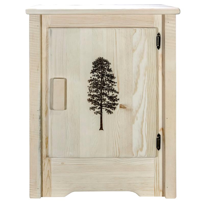 Pemberly Row Wood Accent Cabinet with Pine Design in Natural