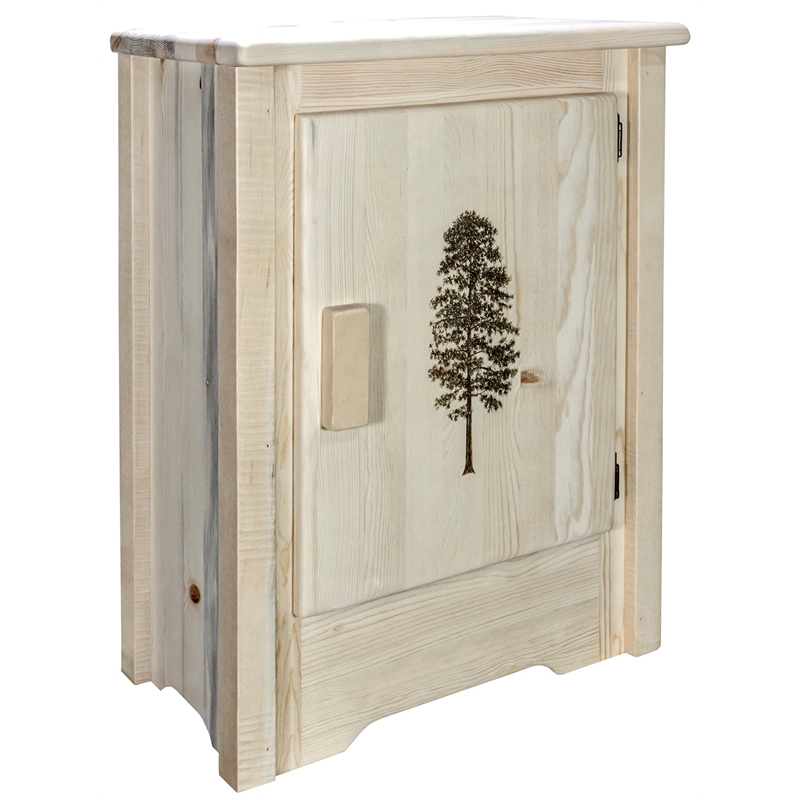 Pemberly Row Wood Accent Cabinet with Pine Design in Natural