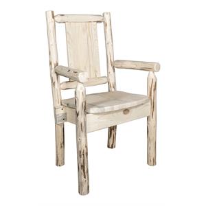 Pemberly Row Wood Captain's Chair with Engraved Moose in Natural