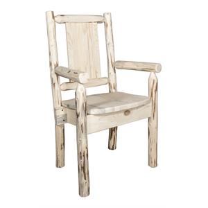 Pemberly Row Wood Captain's Chair with Engraved Bronc in Natural