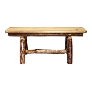 Pemberly Row Transitional 45&quot Solid Wood Plank Style Bench in Brown