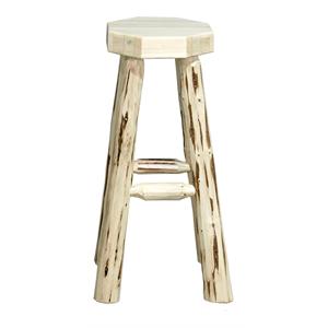 Pemberly Row 24&quot Transitional Wood Backless Barstool in Natural