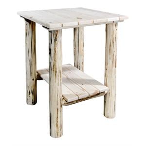 Pemberly Row Transitional Wood Exterior End Table in Natural