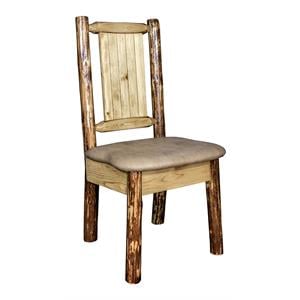 Pemberly Row Farmhouse / Country Wood Side Chair with Pine Tree Design in Brown