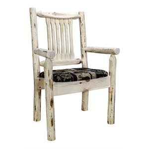 Pemberly Row Transitional Hand-Crafted Wood Captain's Chair in Natural