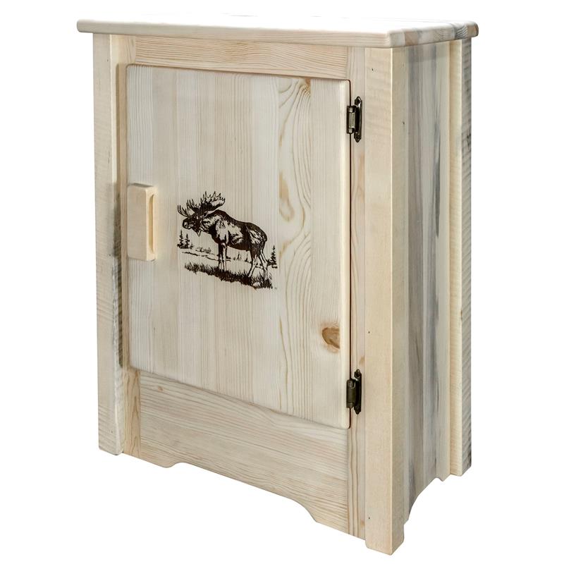 Pemberly Row Wood Accent Cabinet with Moose Design in Natural