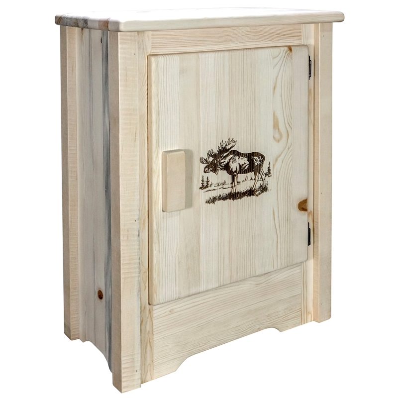 Pemberly Row Wood Accent Cabinet with Moose Design in Natural