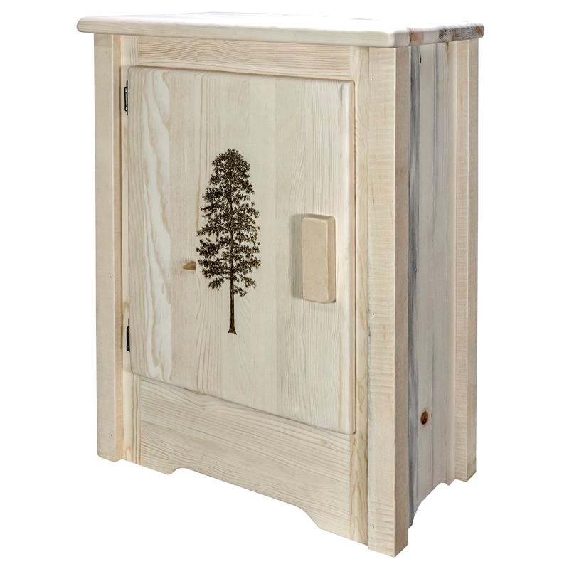Pemberly Row Handcrafted Pine Wood Accent Cabinet in Natural