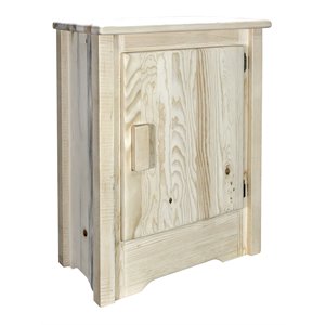 Pemberly Row Right Hinged Solid Wood Accent Cabinet in Natural