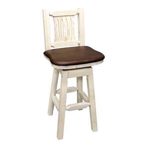 Pemberly Row 24&quot Counter Height Swivel Wood Barstool in Natural