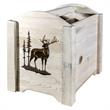 Pemberly Row Transitional Wood Magazine Rack with Elk Design in Natural