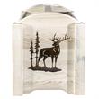Pemberly Row Transitional Wood Magazine Rack with Elk Design in Natural