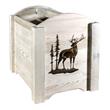 Pemberly Row Transitional Wood Magazine Rack with Elk Design in Natural