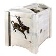 Pemberly Row Wood Magazine Rack with Bronc Design in Natural