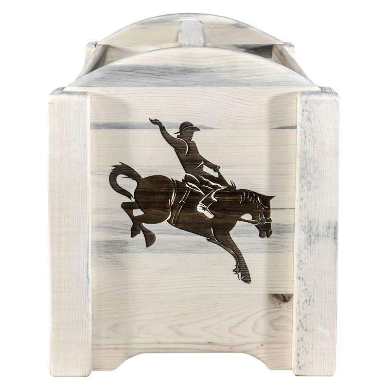 Pemberly Row Wood Magazine Rack with Bronc Design in Natural