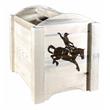 Pemberly Row Wood Magazine Rack with Bronc Design in Natural