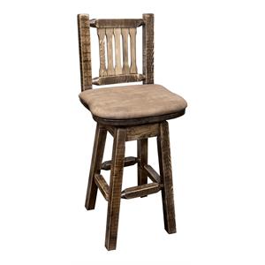 Pemberly Row Transitional 24&quot Handcrafted Wood Barstool in Brown