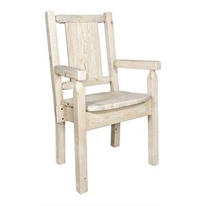 Pemberly Row Wood Captain's Chair with Elk Design in Natural
