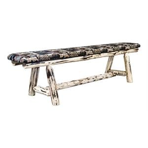 Pemberly Row Modern Transitional Wood Plank Style Bench in Natural