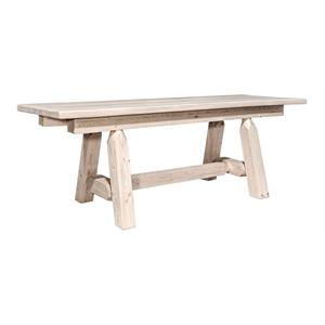 Pemberly Row Transitional 6ft Pine Wood Plank Style Bench in Natural