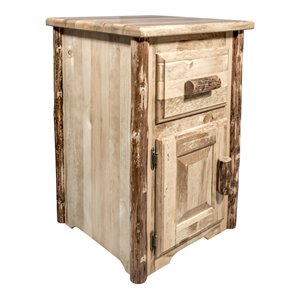 Pemberly Row Transitional Wood End Table with Drawer and Door in Brown