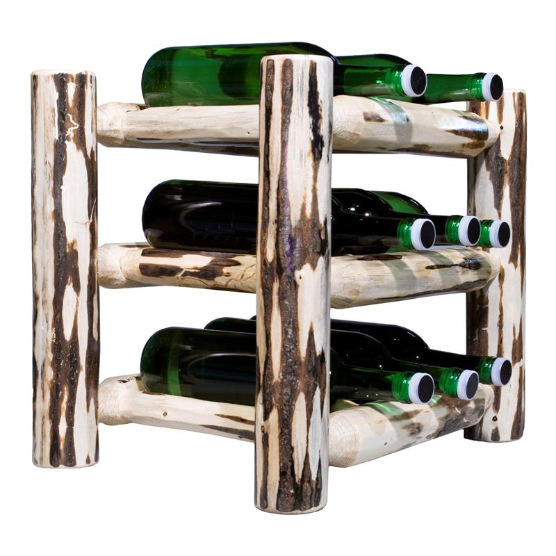 Pemberly Row Transitional Solid Wood Countertop Wine Rack in Natural