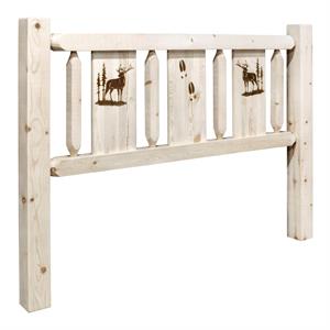 Pemberly Row Wood Twin Headboard with Laser Engraved in Natural